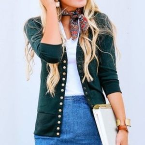 LAST ONE! HUNTER GREEN 3/4 Snap Cardigan Medium